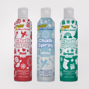 3 Holiday Spray Christmas chalk spray colors: red, white, green