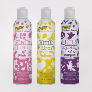 3 Holiday Spray Easter chalk spray colors: pink, yellow, and purple