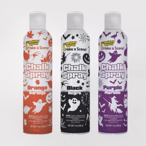 3 Holiday Spray Halloween chalk spray colors: orange, black, purple