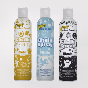 3 Holiday Spray New Year's chalk spray colors: yellow, white, and black