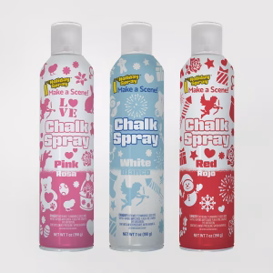 3 Holiday Spray Valentine's chalk spray colors: pink, white, and red