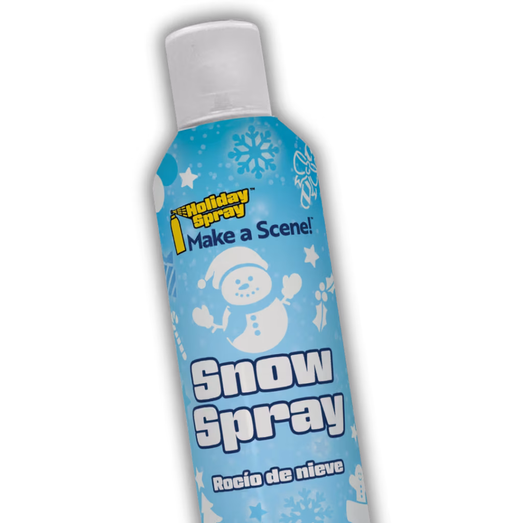 The top half of a Snow Spray Holiday Spray can