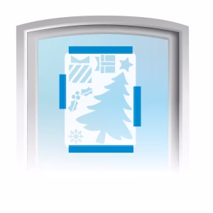 Christmas Tree stencil taped to window