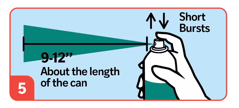 Step 5: Spray the chalk spray in short bursts about 9-12 inches away